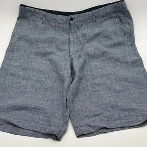 Neiman Marcus 100% Linen Shorts Men's Size 42 in Blue Flat Front‎